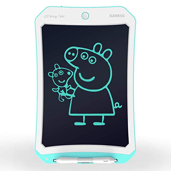 IGERESS Newest 10 inch Blue LCD Writing Tablet Board Drawing Tablet Board with More Thickness Writing Footprint Screen for Kids and Adults’ Learning, Entertainment and Working(Blue) …