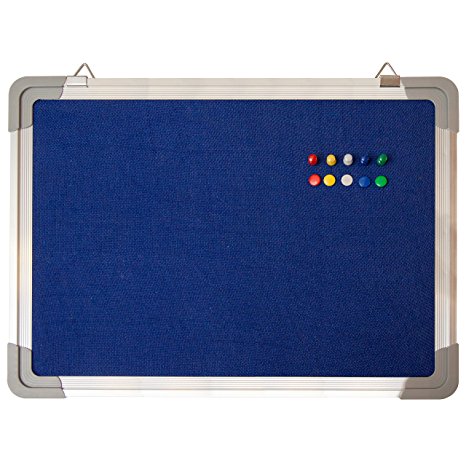 Bulletin Board Set - Message Board 16 x 12 "   10 Color Pins - Small Hanging Memo Tack Board with Blue Fabric Surface for Home Office School - Presentation, Display and Education (16x12" Blue Fabric)