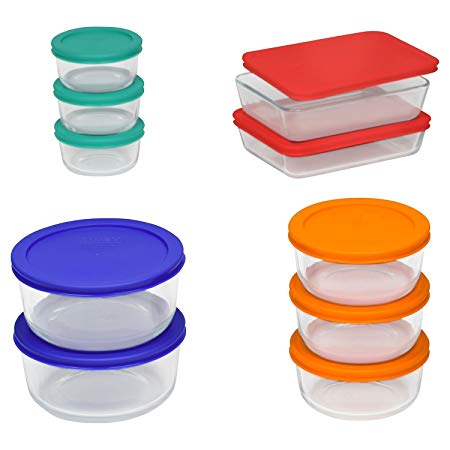 Pyrex 20 Pieces Glass Food Storage Set Bakeware Bowls with Lids Serving - New