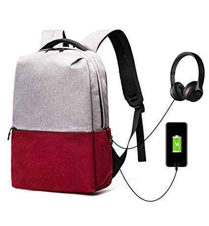 Panda Kelly Water Resistant Laptop Backpack Anti Theft Travel Business Computer Bag with USB Charging Port and Earphone Port College School Backpack for Women and Men, Red