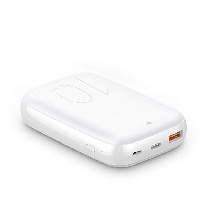 JDB PD Power Bank 10000mAh, USB C Portable Charger with 18W Power Delivery Battery Pack Compatible with iPhone Xs MAX, iPhone Xs, iPhone XR, iPhone X, iPhone 8 Plus, iPhone 8 (White)