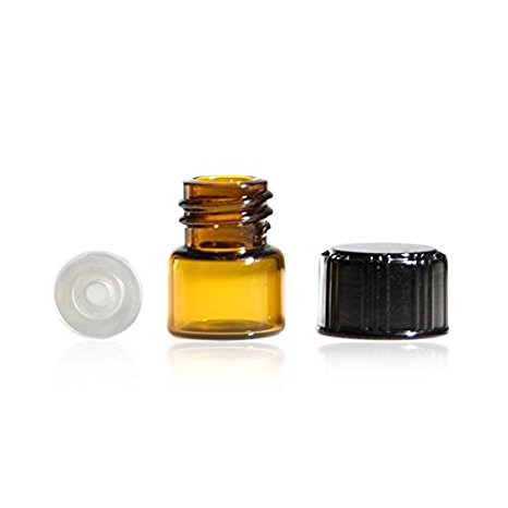 1/4 Dram Amber Glass Vial - Screw Cap w/ Orifice Reducer - Pack of 144