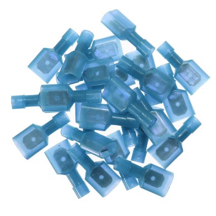 SOLOOP 50pcs Female & Male Fully Insulated Wire Terminals Connector Nylon Spade Connectors Blue