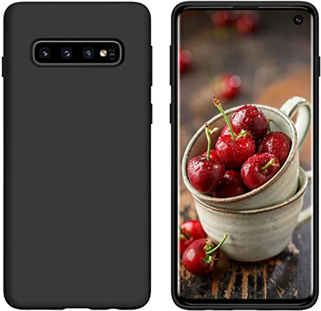 Samsung Galaxy S10 Case,DUEDEU Liquid Silicone Soft Gel Rubber Slim Cover with Microfiber Cloth Lining Cushion Shocproof Full Protective Phone Case for Samsung Galaxy S10,Black