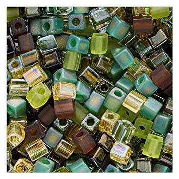 Beadaholique Miyuki 10gm Glass Cube Bead Mix, 4mm, Earthtones'