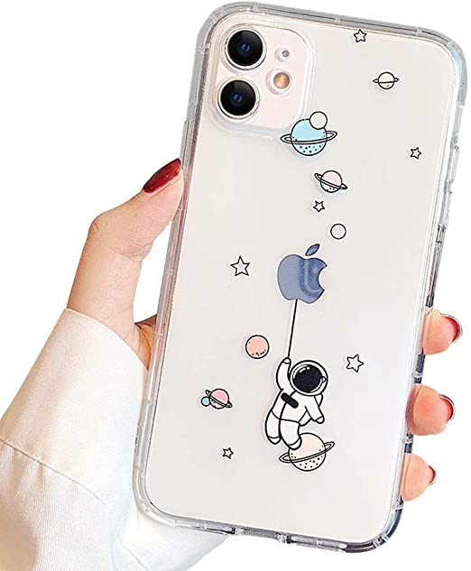 Ownest Compatible with iPhone 12 /iPhone 12 Pro Case for Clear Creative Astronaut Cute Cartoon Pattern for Boys Girls Soft TPU Protective Slim Shockproof Case for iPhone 12/12 Pro-(Balloon 3)