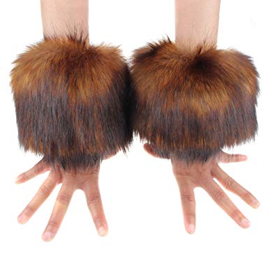 Ecosco Faux RED Fox Fur Hair Soft Wrist Band Ring Cuff Cozy Fuzzy Warmer ¡­