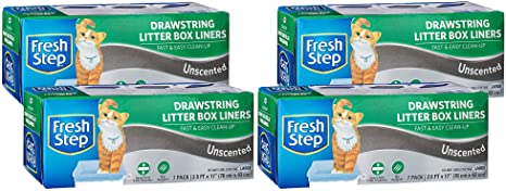 Fresh Step Drawstring Large Litter Box Liners, Heavy Duty Liners for Cat Litter Box, Scented & Unscented Available, Quick & Easy Cleanup