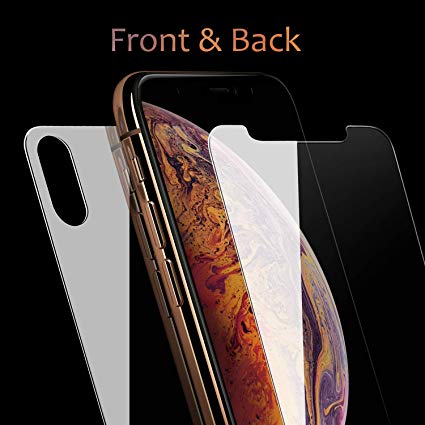 QRemix Front and Back Screen Protector Compatible with iPhone Xs Max [2-Pack], Tempered Glass [3D Touch] Front and Rear Anti-Fingerprint/Scratch Compatible with iPhoneXS Max (6.5 inch)