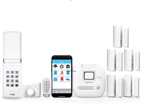 Skylink SK-330 Wireless Home Alarm Kit (9-Piece) No Monthly Fees with Hub, Door Window Sensors, Motion Sensor, Keypad and Keyfob, Compatible with Alexa, Google Assistant and IFTTT