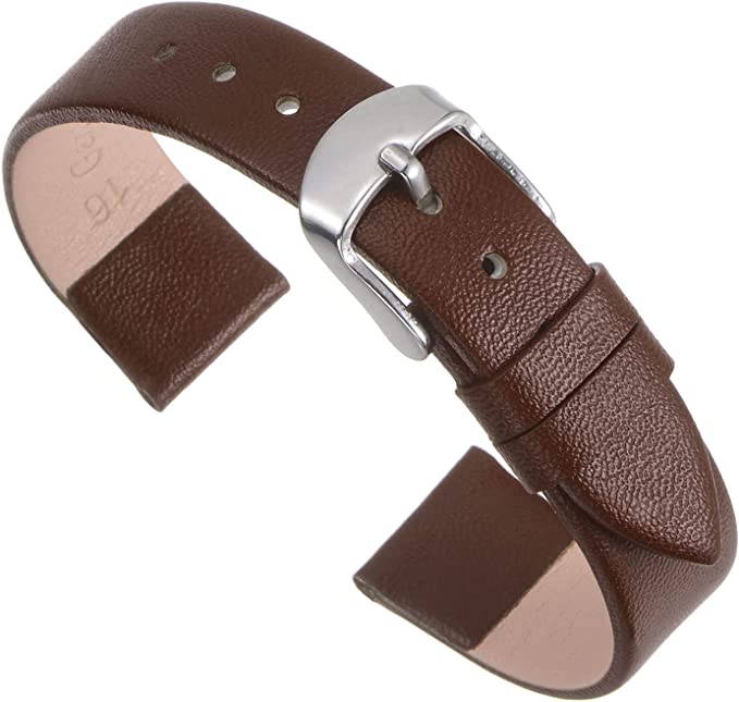 uxcell Multi-sizes Genuine Leather Band, Flat Thin Elegant Leather Watch Strap for Men and Women