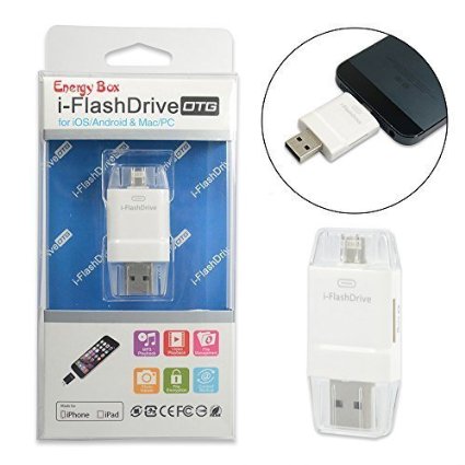 New i Flash Drive Card Reader HD OTG USB iPhone Memory iPad Memory Expanding Memory for iPhone 5s /iPhone 6/iPhone 6s/iPhone 6 Plus/iPhone 6s Plus/ iPad Easy to Save Photos/Video