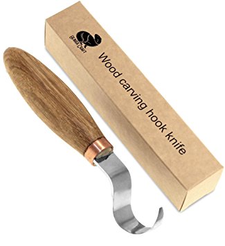 Beaver Craft, Wood carving hook knife for carving spoons bows kuksa and cups - right handed spoon carving tools - basic crooked knife for professional spoon carvers and beginners