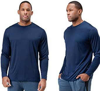 DEVOPS Men's 2 Pack UV Sun Protection (UPF 50 ) Outdoor Long Sleeve Workout Performance T-Shirts