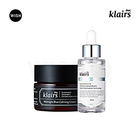 [KLAIRS] Calm Night Kit, Midnight Calming Blue Cream   Freshly Juiced Vitamin Drop, facial cream, vitamin c serum, 30ml, 23ml