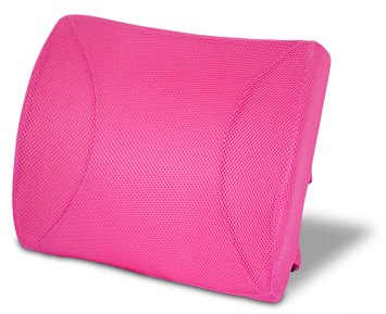 Memory Foam Lumbar Spine Support Cushion for Back Pain Relief - Perfect for Office Chairs, Driving, Long Flights, and Improved Posture (Hot Pink)