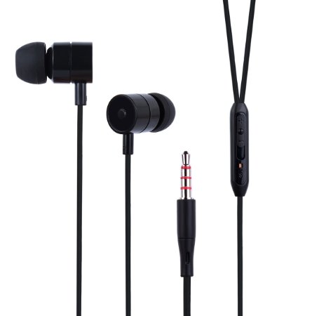PWOW TZY E113 In-Ear Headphones Noise Isolating Earphones with Mic Black