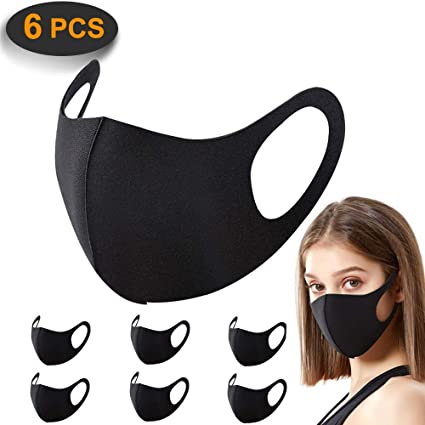 6 Pack Face Masks, ACMETOP Anti Dust Mask, Unisex Carbon Fiber, Mouth Mask, Reusable & Washable Masks for Running, Cycling, Skiing Motorbikes, Outdoor Activities(Black)