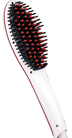 Hair Straightener Brush, Ceremic Heating Brush, Pro Detangling Electric Hair Brush Comb, Anti Sald Anti Static Hair Straightening Irons Instant Magic Silky Straight Hair Styling Massage(White)