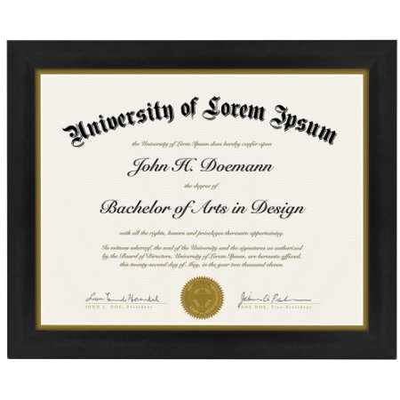 Document Frame - Made to Display Certificates 85 x 11-Inch - Document Frames Certificate Frames Diploma Frames High School Diploma Frame
