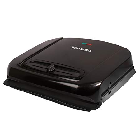 George Foreman Grill and Panini Press with Adjustable Temperature and Removable Plates, 6 Servings, Black, GRP1001BPC