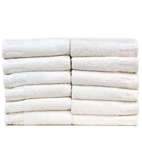 Luxury Hotel & Spa Towel 100% Genuine Turkish Cotton Piano (WHITE, Wash Cloth  - Set of 12)