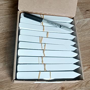 500 6 x 5/8 White plastic plant stake labels tags pot markers etiquetas easy to write with most markers reusable help You to keep tracking your seedlings BY DMARKETLINE