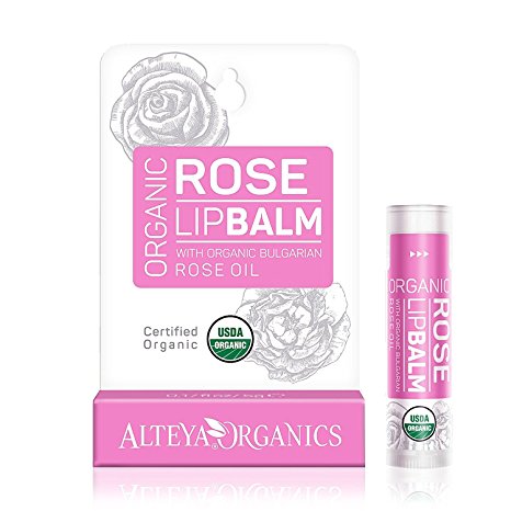 Organic Lip Balm - w/ Rose Oil - USDA certified organic