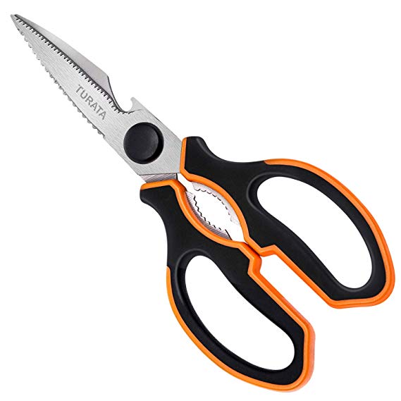 2019 Latest Kitchen Scissors - TURATA Heavy Duty Kitchen Shears for Food, Stainless Steel Multi-Purpose Utility Scissors with Cover for Meat, Poultry, Chicken, Fish, Herbs, Bones, Dishwasher Safe