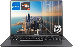 ASUS Vivobook 16 FHD  Ryzen 7 Business Laptop, 16" FHD  1920*1200, AMD Ryzen 7 7730U (Beats Intel i7-1255U), 40GB RAM, 2TB SSD, Backlit KB, FP Reader, Touchpad, Webcam, HDMI, Wi-Fi 6, Windows 11 Pro