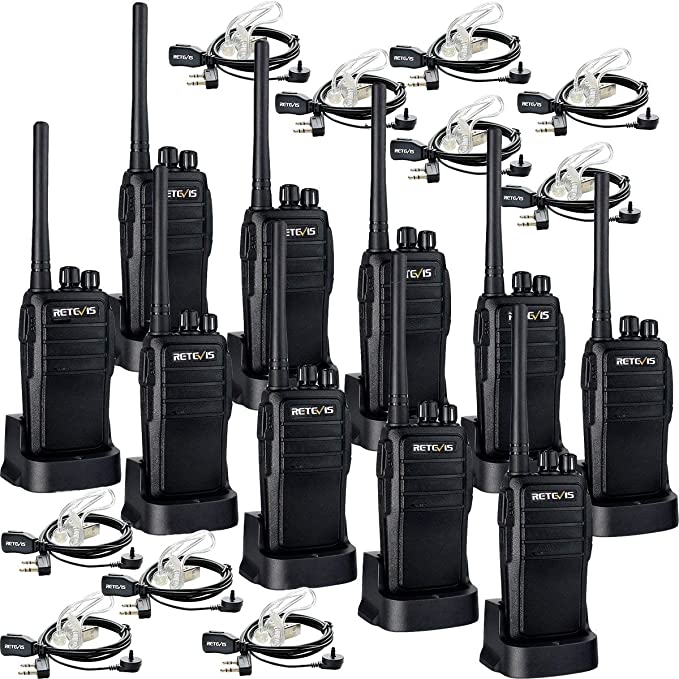 Case of 10,Retevis RT21 Two Way Radios Long Range Rechargeable, Heavy Duty Walkie Talkies for Adults, VOX Security Handfree 2 Way Radios with Earpiece, for Commercial Organization