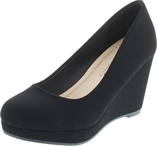 City Classified Womens Mark Thomas Mary Jane Strap Comfortable Office Dress Platform Wedge Heel MVE Shoes,