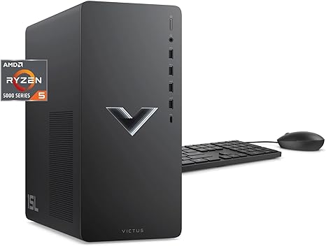 HP 2023 Victus 15L Gaming Desktop PC, AMD 6-Core Ryzen 5600G Processor (Up to 4.4 GHz), 16GB RAM, 1TB NVMe, AMD Radeon RX6400, Mouse and Keyboard, Win 11 Home, Mica Silver, with HDMI Accessory