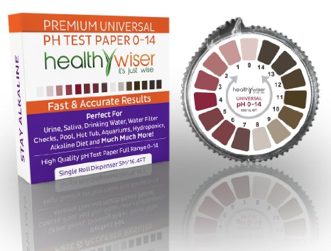 HealthyWiser - pH Paper Full Range 0-14 with Dispenser And Easy To Match Color Chart Universal Application Results in Seconds 164 Ft Roll