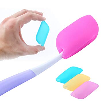 Pack of 6 - Silicone Antibacterial Toothbrush Cover Case - Great for Home, Outdoor, and Travel Use - Keep Harmful Germs Away from Your Toothbrush