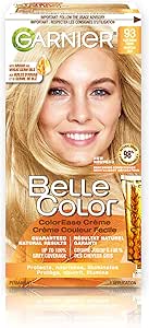 Garnier Belle Color Permanent Hair Dye, 93 Light Golden Blonde, 100% Grey Coverage, Enriched with Argan Oil and Wheat Germ Oils - 1 Application, Packaging may bary