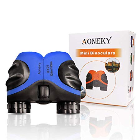 Aoneky Compact Mini Rubber 8 x 21 Kids Binoculars for Bird Watching