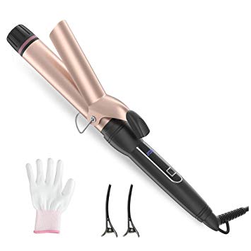 Curling Iron 1 1/4 Inch - Duomishu Hair Curling Wand with 3 Adjustable Temp, Ceramic Tourmaline Coating, Professional Hair Curler with Anti-scalding Insulated Tip and Auto Shut Off (Glove Include)