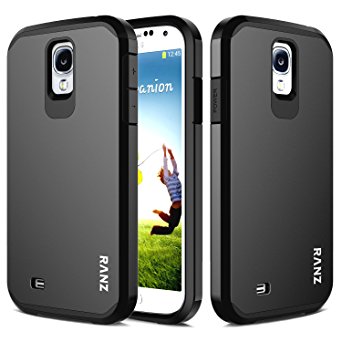 Galaxy S4 Mini Case, RANZ Hard Impact Dual Layer Shockproof Bumper Case For Samsung Galaxy S4 Mini (I9190) - Black
