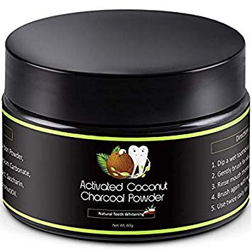 Activated Charcoal Natural Teeth Whitening Powder Kit by Lantique - Organic Coconut Charcoal Powder Removes Coffee Cigarette Stains, Works Well with Toothpaste