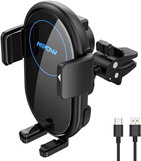 Mpow Wireless Car Charger, Qi Car Charger 10W/7.5W/5W, Auto-Clamping Car Wireless Charger, Air Vent Car Phone Mount, Compatible with iPhone 12 mini/12/12 Pro/12 Pro Max, Galaxy Note 20/S20 and More