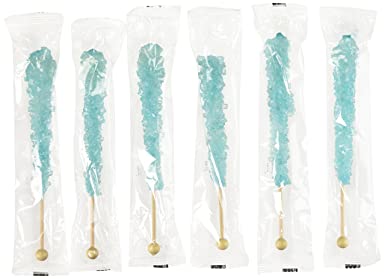 Light Blue Rock Candy - Pack of 24 - Cotton Candy Flavored, Great Tasting Blue Candy for Frozen Parties, Elsa Decorations, Baby Showers, and Candy Buffets - Individually Wrapped