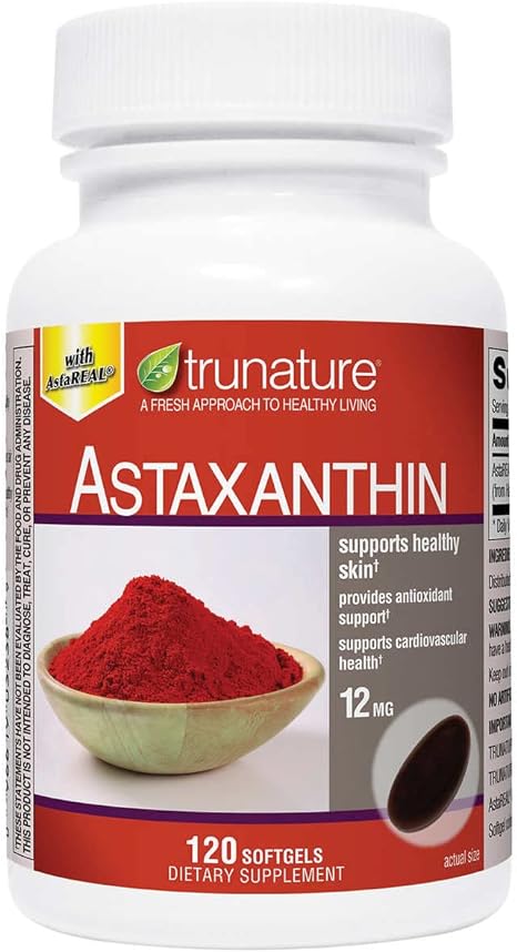 TruNature Astaxanthin Supports Healthy Skin & Cardiovascular Health - 12 mg, 120 Softgels