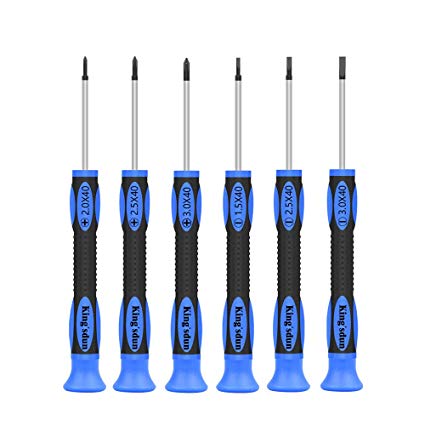 Kingsdun Precision Screwdriver Set of 6, Magnetic Phillips and Flathead Screwdriver Set with Non-skid Handle,Professional Repair Tool kit for Eyeglass, Sunglass, Electronics and Computer Repair