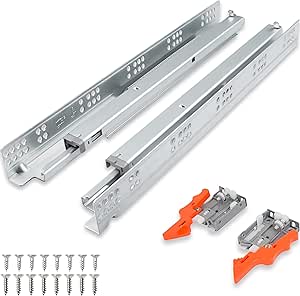 TOUCH Undermount Drawer Slides, Self-Soft Close (3 Pair, 21 Inch 533mm) for 1/2 and 5/8 Inch Side Panel, Kitchen Concealed Drawer Track Guide, Bottom Mount, 75 LB Capacity 3D Adjustable Lock Device.