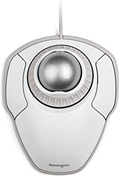 Kensington Trackball Mouse - Wired Ergonomic Orbit, For PC, Mac and Windows with Scroll ring, Ambidextrous design and Optical tracking ideal for Home Office - White (K72500WW),40 mm Ball