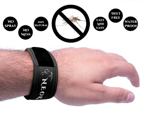 Neor Mosquito Repellent Bracelet Natural Insect Repeller No Deet or Spray 4 Refills Pack Black