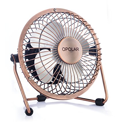 OPOLAR Mini USB Table Desktop Personal Fan (Metal Design, Quiet Operation; 3.9 feet USB Cable, High Compatibility - Bronze)