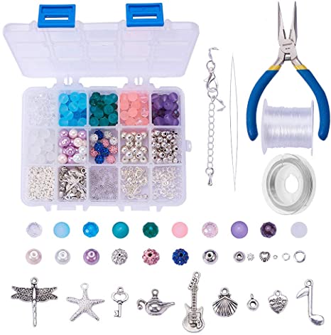 SUNNYCLUE 1 Box 650  pcs Luxury Jewelry Making Kits Beaded Charm Bracelet Necklace DIY Craft Beading Starter Kits Finding Tools for Teen Girls Adults Women Friendship Instruction