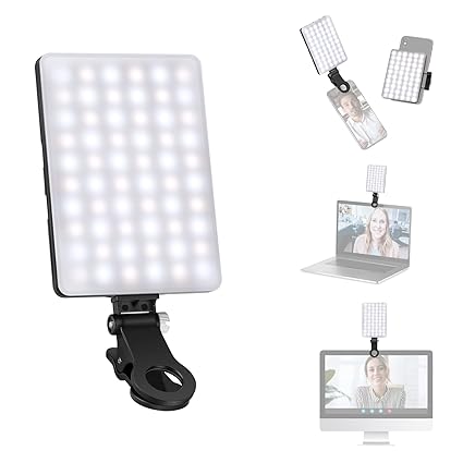 Neewer LED Video Conference Light Kit with Clip & Phone Holder for iPhone/Tablet/Laptop, Dimmable CRI 95  with 3 Light Modes, Built-in 2000mAh Battery for Zoom Calls/Remote Working/Live Stream/Selfies